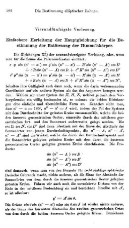 54. Einfachere Herleitung der Hauptgleichung für die Bestimmung der Entfernung der Himmelskörper.