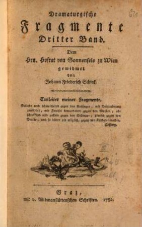 Dramaturgische Fragmente, 3