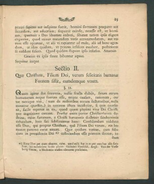 Sectio II. Quae Christum, Filium Dei, verum felicitatis humanae Fontem sistit, eumdemque vnum