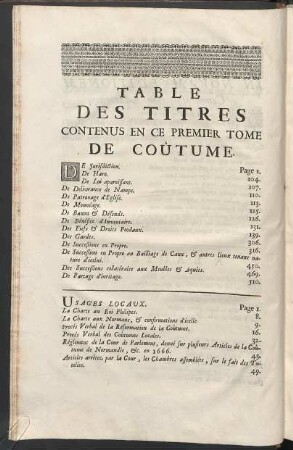 Table des titres
