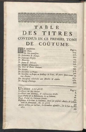 Table des titres