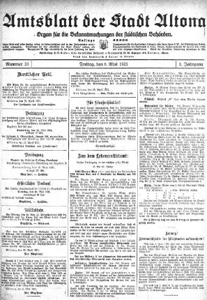 Nummer 23 : Freitag, den 6. Mai 1921
