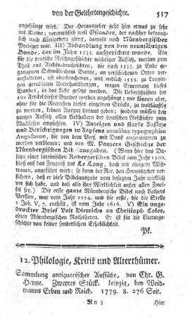 12. Philologie, Kritik und Alterthümer.