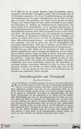 Entwicklungslehre und Metaphysik