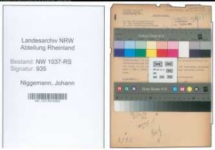 Entnazifizierung Johann Niggemann , geb. 00.00.0000 (Bahnangestellter)