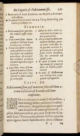 Caput III. Fideicommissum post mortem filii relictum utrum a filio, an ab hærede relictum censeatur.
