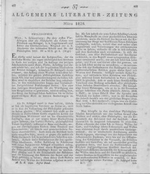Schlegel, F. v.: Die drey ersten Vorlesungen über die Philosophie des Lebens. Wien: Schaumburg: 1827