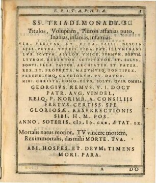 Epitaphia Augustana Vindelica : Ab Annis Fere Sexcentis Usq. Ad Nostram Aetatem Conquisita, 2. Ander Tail Augspurgerischer Grabschrifften