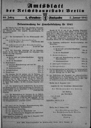 1. Sonder-Ausgabe, 7. Januar 1942