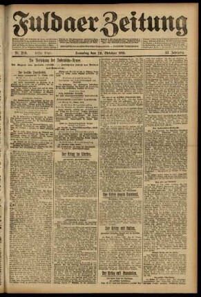 Erste Ausgabe vom Samstag, den 28. Oktober 1916.