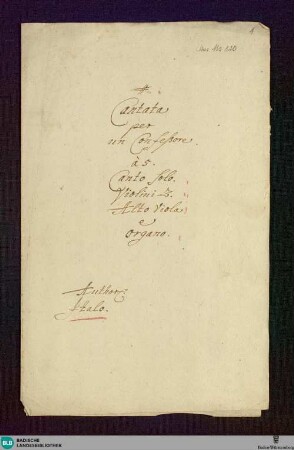 Amavit eum Dominus - Don Mus.Ms. 820 : S, strings, org; A