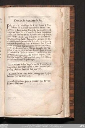 Extrait du Privilege du Roy.