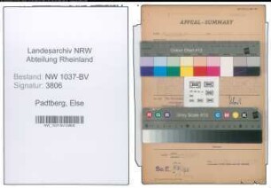 Entnazifizierung Else Padtberg , geb. 29.12.1901 (Studienraetin)
