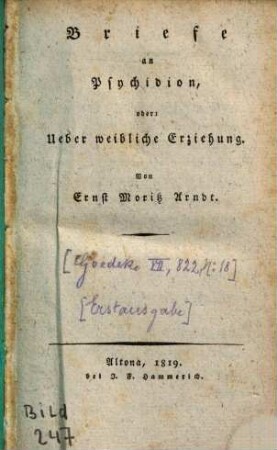 Briefe an Psychidion, oder: Ueber weibliche Erziehung