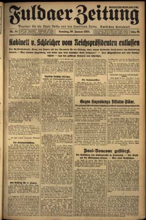 Erste Ausgabe vom Sonntag, den 29. Januar 1933.