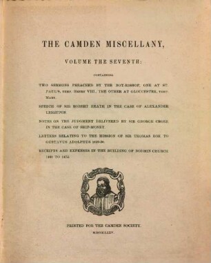 Camden miscellany. 2,14, 2, 14 = Vol. 7. 1875
