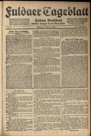 Ausgabe vom Montag, den 09. Januar 1922.