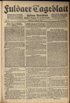 Ausgabe vom Montag, den 09. Januar 1922.
