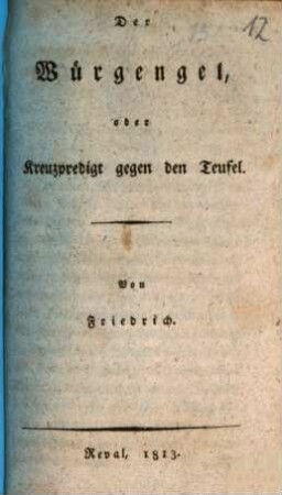 Der Würgengel oder Kreuzpredigt gegen den Teufel