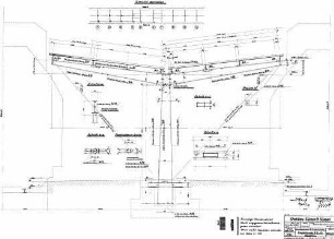 Friedrichshafen Stadt: Empfangsgebäude Bahnsteig 2 Überdachung Übersicht,Einstielbinder,Detail