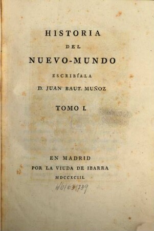 Historia Del Nuevo-Mundo, 1