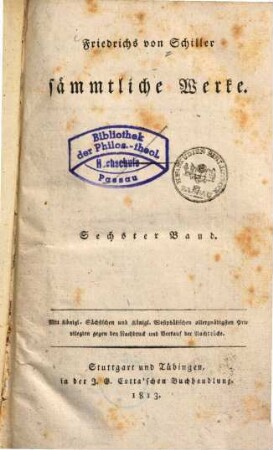 Friedrich von Schillers sämmtliche Werke, Sechster Band. Geschichte des dreyßigjährigen Kriegs