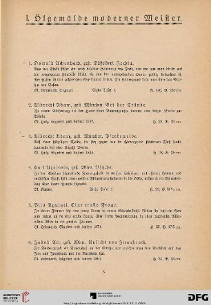 I. Ölgemälde moderner Meister (Nr. 1-127)