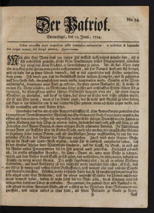 No. 24. Donnerstags, den 15. Junii, 1724