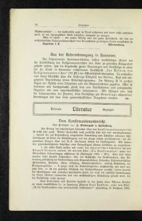 Aus der Reformbewegung in Hannover