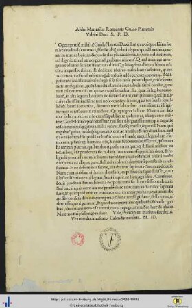 Aldus Manutius Romanus Guido Pheretrio Urbini Duci S. P. D.