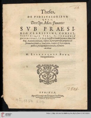 Theses, De Fideivssoribvs