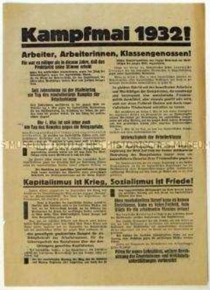 Flugblatt der KPD zum 1. Mai 1932