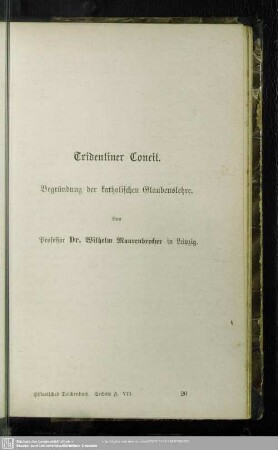 Tridentiner Concil. Begründung der katholischen Glaubenslehre