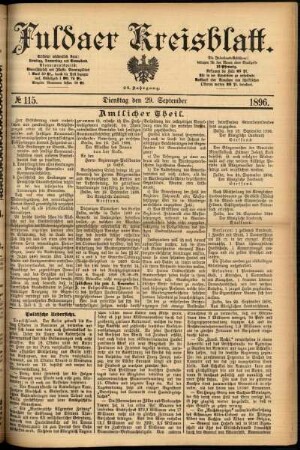 Ausgabe vom Dienstag, den 29. September 1896.