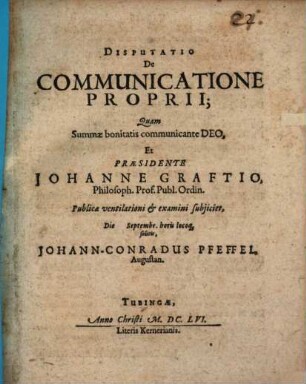 Disputatio De Communicatione Proprii