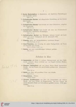 Arbeiten in Zinn (Nr. 80-115)