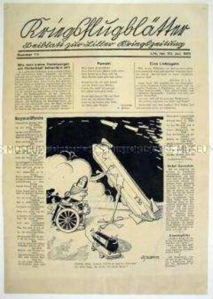 Illustrierte Beilage der "Liller Kriegszeitung" mit Karikaturen zum Kriegsgeschehen