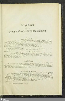 Satzungen für die Königin Carola-Gedächtnisstiftung