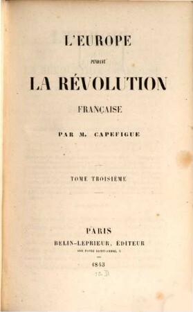 L' Europe pendant la Révolution française. 3