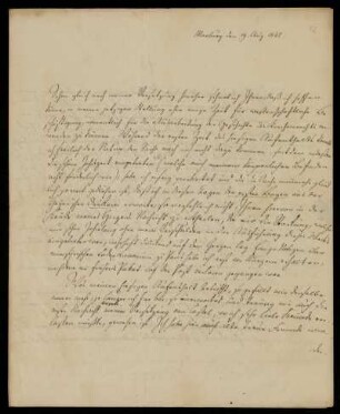 12: Brief von Johann Wilhelm Bickell an Gustav Hugo, Marburg, 19.8.1842