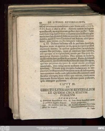 Caput III. De Obiecto Literarum Reversalium Et Quidem Circa Statum Publicum.