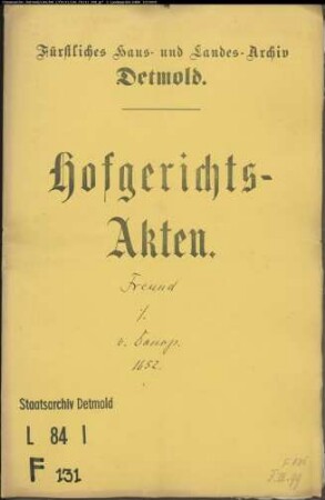 Freund, Bernd gegen Anton Gabriel von Donop - Schuldforderung