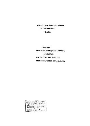 1933/34: Bericht über das Schuljahr ... - 1933/34
