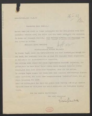 Brief an Ludwig Strecker an B. Schott's Söhne : 22.10.1932