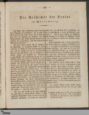 Die Geschichte der Censur in Würtemberg