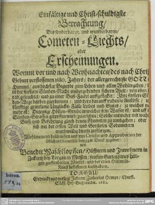 Betrachtung des Cometen 1680