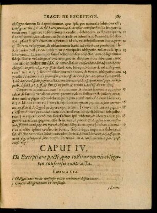 Caput. IV. De Exceptione pacti, quo tollitur omnis obligatio consensu contracta.