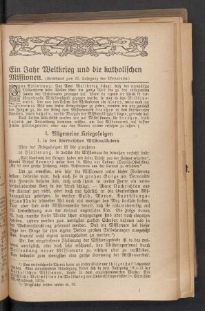 Ein Jahr Weltkrieg und die katholischen Missionen