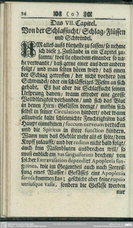 Das VII. Capitel. Von der Schlafsucht, Schlag-Flüssen und Schwindel