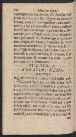 Stultus. 6. Buratin, Democritus